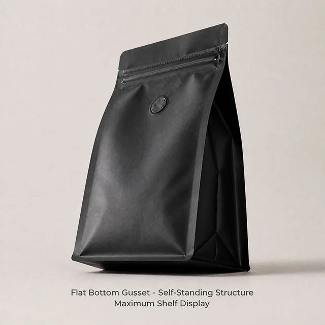 Flat Bottom Coffee Bag with Degassing Valve