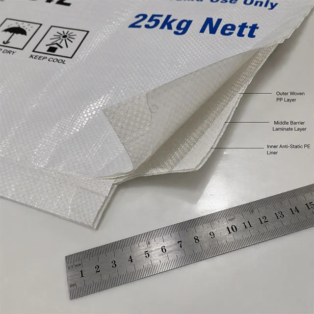 Industrial Heavy-Duty Bulk Powder Packaging Bag with Triple-Layer Reinforced Corner Seal and Woven-Texture Anti-Static Exterior for 25kg Chemical and Mineral Powders