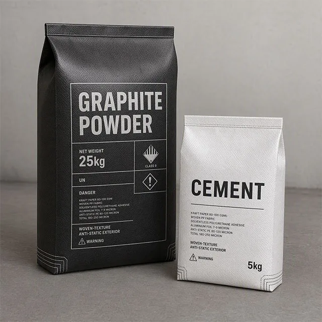 Industrial Heavy-Duty Bulk Powder Packaging Bag with Triple-Layer Reinforced Corner Seal and Woven-Texture Anti-Static Exterior for 25kg Chemical and Mineral Powders