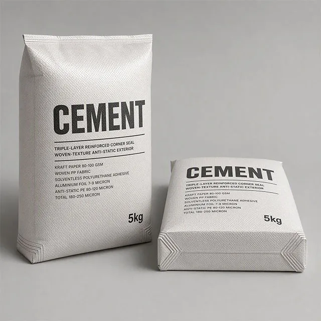 Industrial Heavy-Duty Bulk Powder Packaging Bag with Triple-Layer Reinforced Corner Seal and Woven-Texture Anti-Static Exterior for 25kg Chemical and Mineral Powders