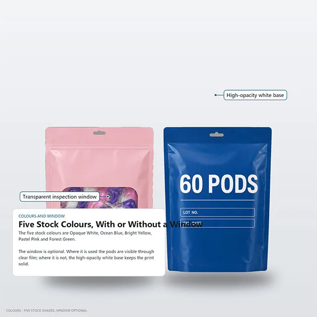 Laundry Detergent Pod Pouch with Concealed Child-Resistant Zipper