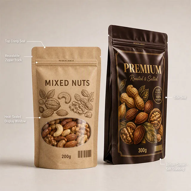 Snack Nut Bag with Moisture-Proof Resealable Zipper