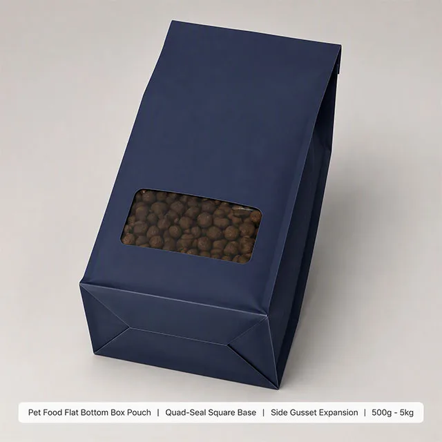Pet Food Flat Bottom Box Pouch for Premium Kibble