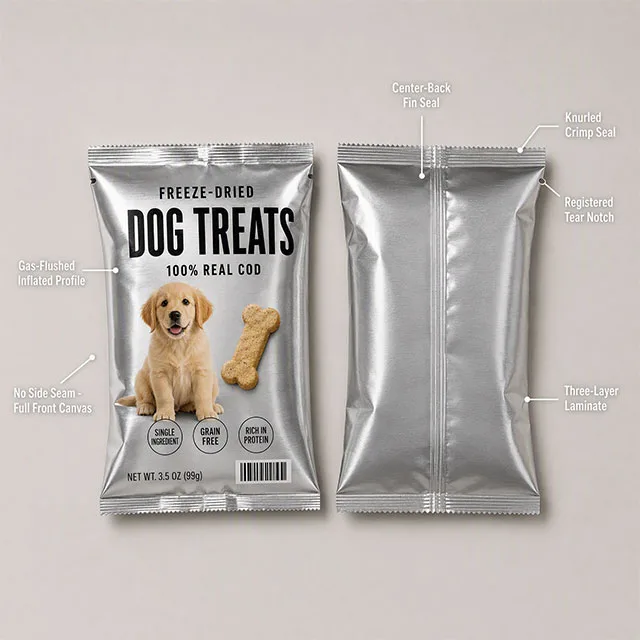 Pet Treat Pillow Bag for Freeze-Dried & Baked Snacks