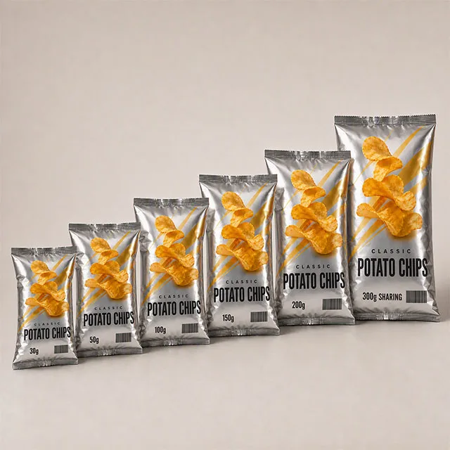 Snack Potato Chip Bag with Gas-Flushed Crush Protection