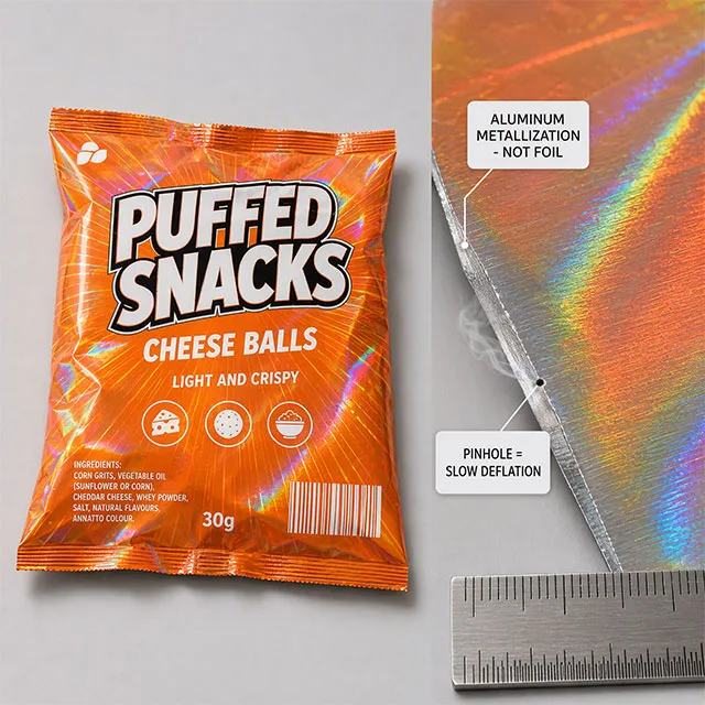 Snack Puffed Food Bag with Holographic Shelf Impact
