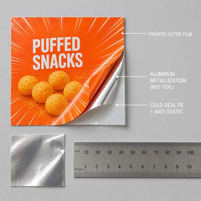 Snack Puffed Food Bag with Holographic Shelf Impact