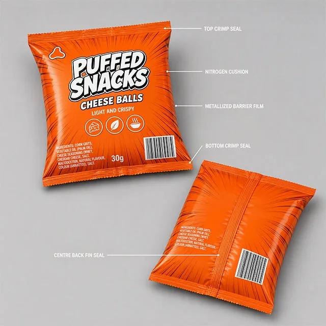 Snack Puffed Food Bag with Holographic Shelf Impact