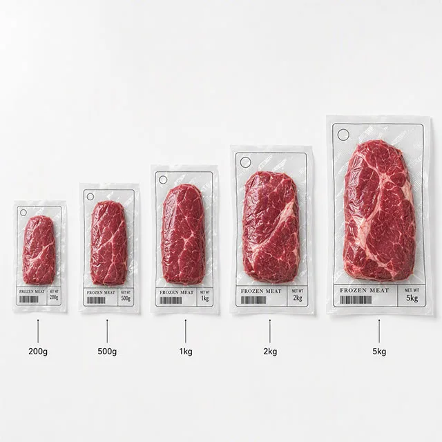 Frozen Meat Vacuum Bag with Diamond-Emboss Nylon Composite and Oleophobic Deep-Freeze Rated Inner Coating